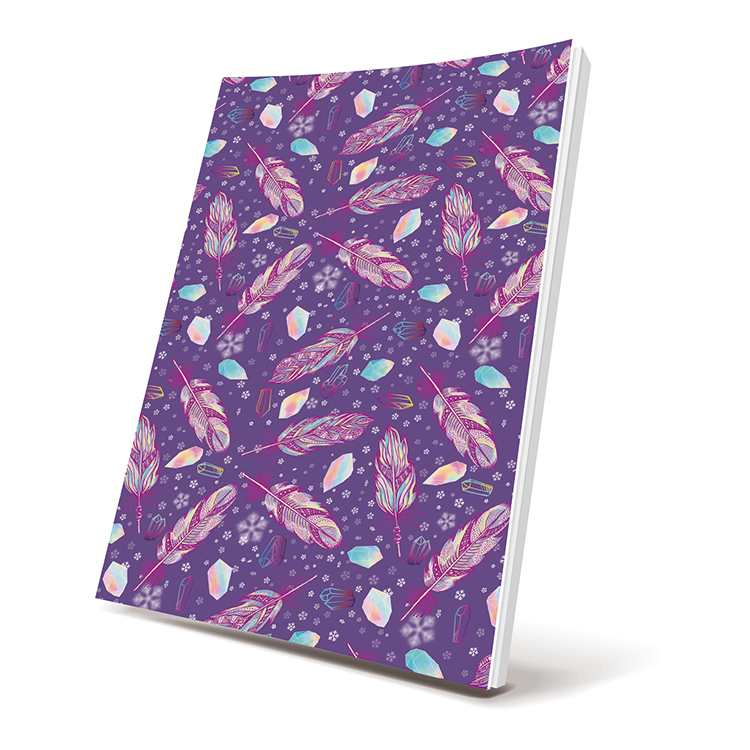 Selfadhesive Book Cover Feathers and Diamonds